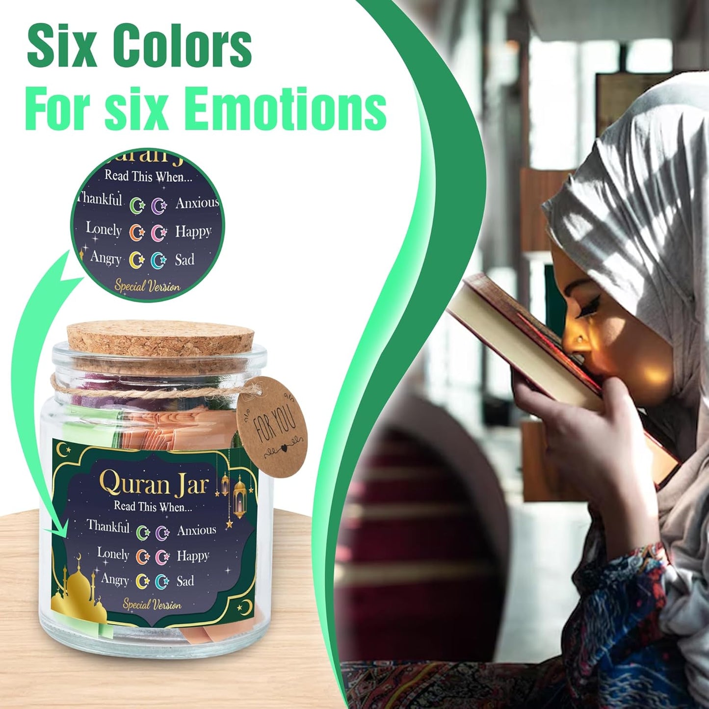 The Quran Verse Jar: Six colors for 6 Emotions
